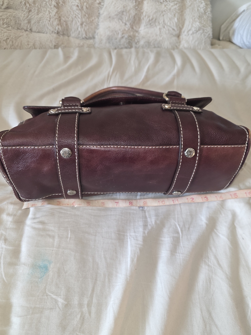 Vintage Michael Kors Women’s Burgundy Leather Satchel Handbag - Picture 8 of 9